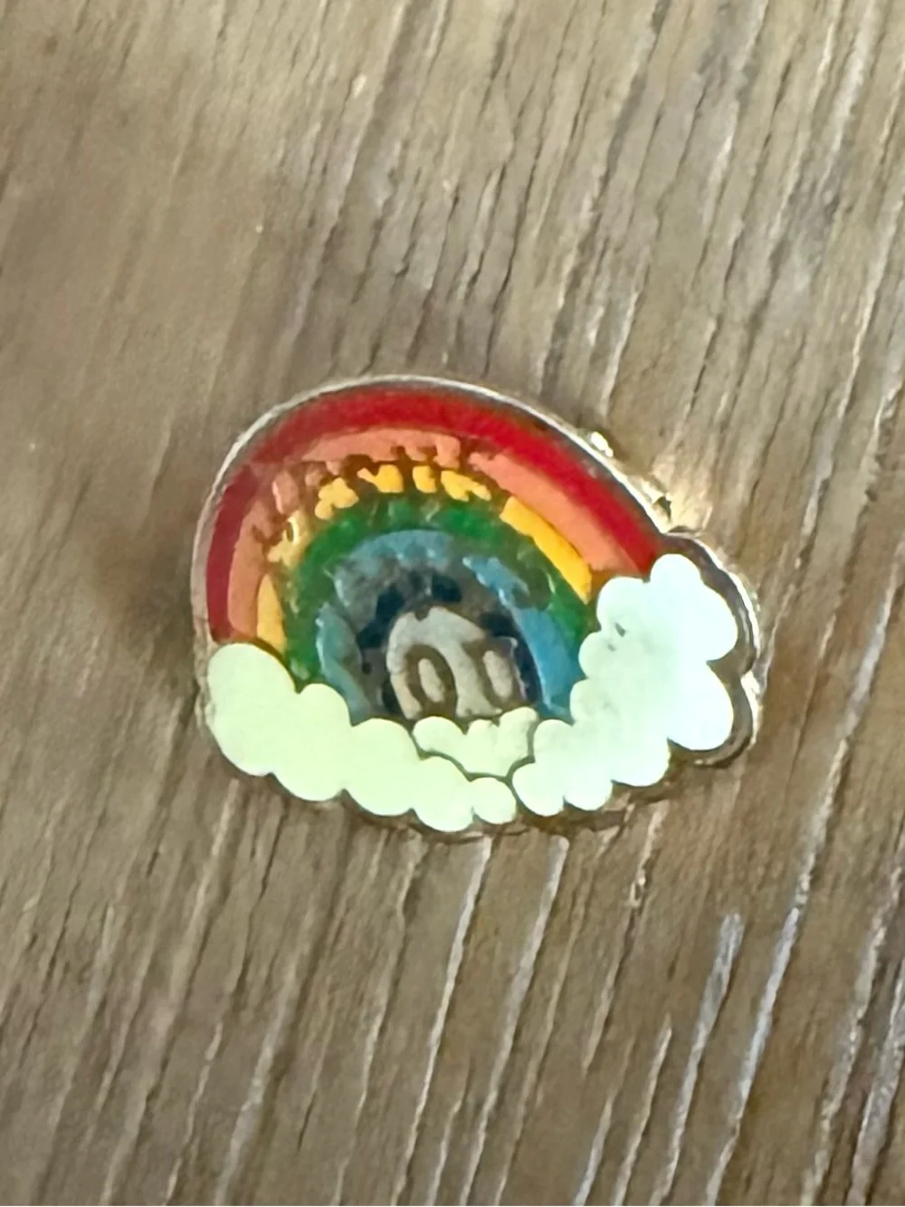 Vintage Jesus Loves You Enamel Rainbow Lapel Brooch Pin